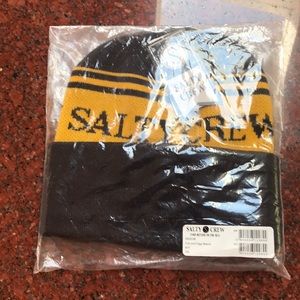 Fish & flags beanie navy and yellow